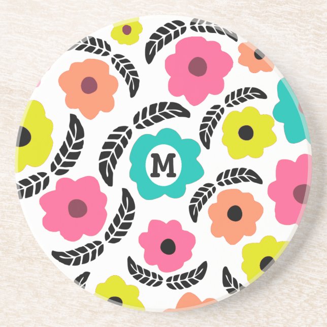Posavasos Flores de Verano y Hoja Negra (Frente)
