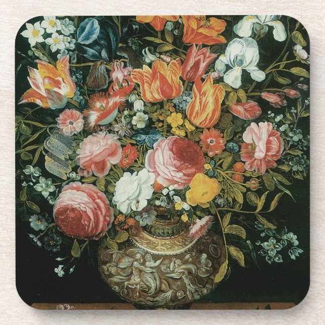 Posavasos Flores de vida inmaculadas barrocas en una bolsa (Frente)