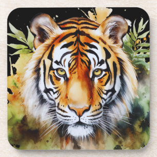 Posavasos Flores del Pastel de Tigre Safari acuarela Savanna
