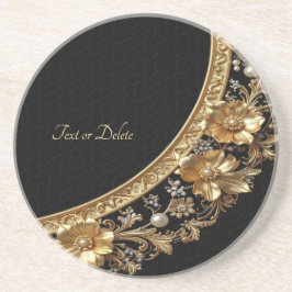 Posavasos Flores Doradas Ornamentadas Coaster de Arenisca