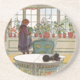 Posavasos Flores en el Windowsill por Carl Larsson