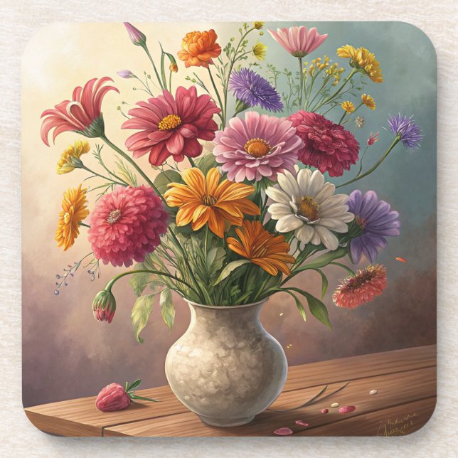 Posavasos Flores en jarrón (Frente)
