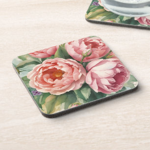 Posavasos Flores grandes rosadas vintage
