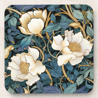 Posavasos Flores grandes William Morris inspiraron plástico 