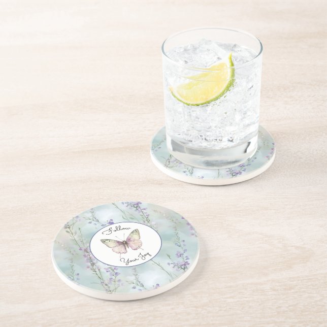 Posavasos Flores lilas bonitas románticas (Lado)