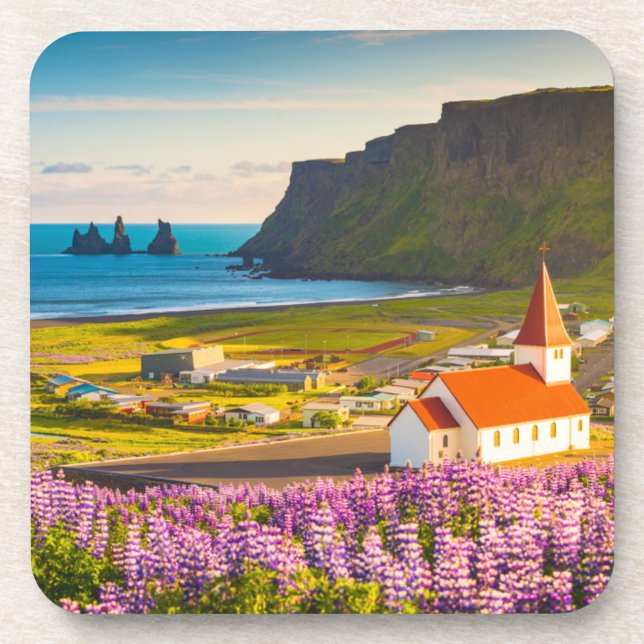 Posavasos Flores | Lupines en flor en el sur de Islandia (Frente)