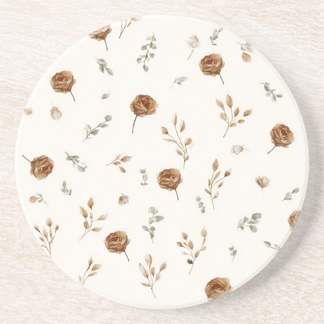 Posavasos Flores Marrones Crema (Frente)