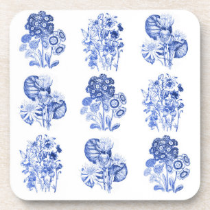 Posavasos Flores monocromas en azul Delft