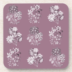 Posavasos Flores monocromas en malva