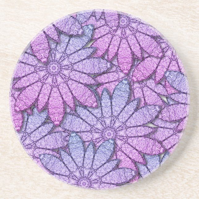 Posavasos Flores moradas divertidas (Frente)