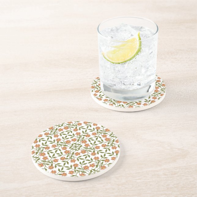 Posavasos Flores naranjas, patrón floral, vegetación, boho (Lado)