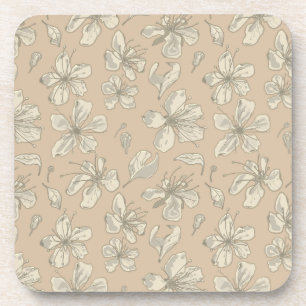 Posavasos Flores osciladas en beige claro - patrón sin fisur