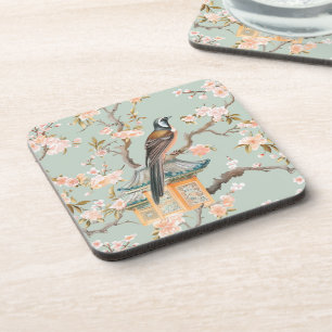 Posavasos Flores Pastel Oriental de aves y frutas