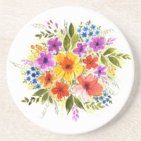 Flores pintadas a mano, ramo de acuarela brillante