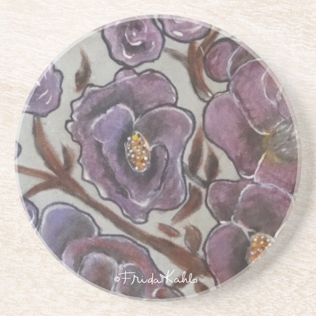 Posavasos Flores pintadas de Frida Kahlo (Frente)
