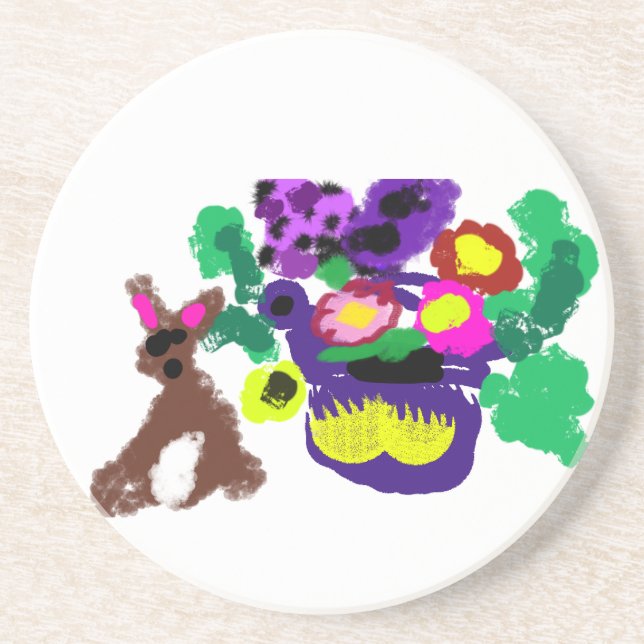 Posavasos Flores primaverales Alegría de conejo (Frente)