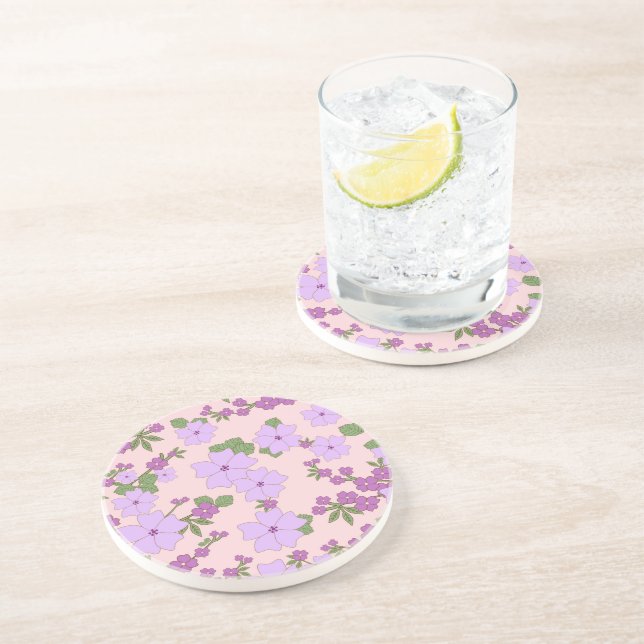 Posavasos Flores Púrpura, Patrón Floral, Patrón De Flores (Lado)