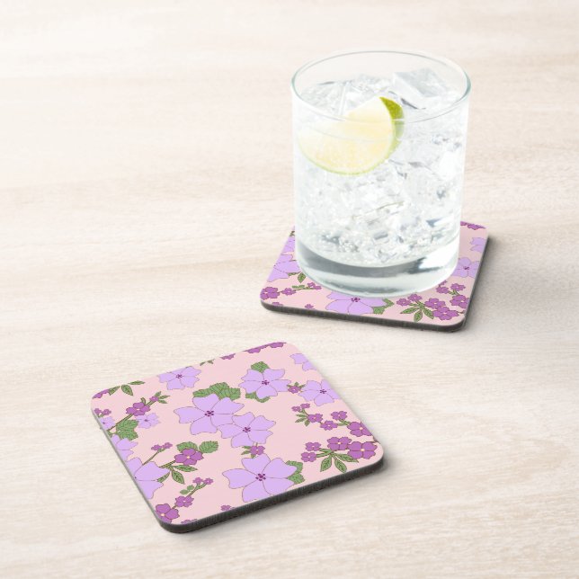 Posavasos Flores Púrpura, Patrón Floral, Patrón De Flores (Lado Derecho)