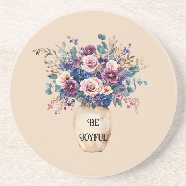 Posavasos Flores púrpura rosadas sonrojadas alegres (Frente)