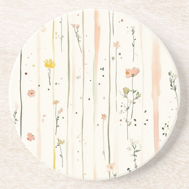 Posavasos Flores Rayas Rosadas Verdes (Frente)