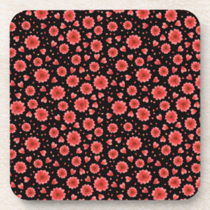 Posavasos Flores rojas florales patrón-23321