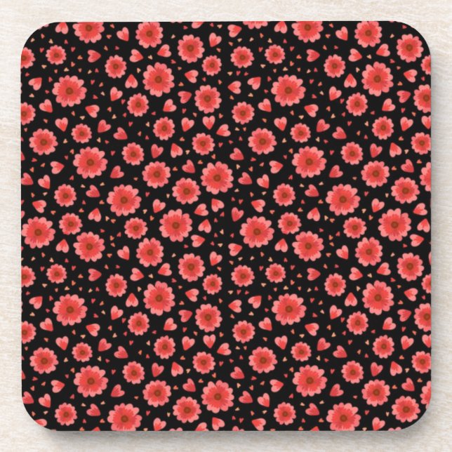 Posavasos Flores rojas florales patrón-23321 (Frente)