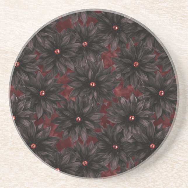 Posavasos Flores rojas negras (Frente)