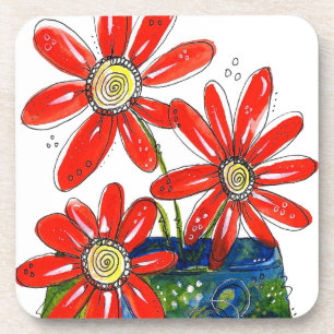 Posavasos Flores rojas singulares