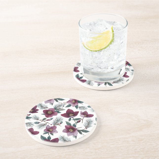 Posavasos Flores Rojo Burdeos (Lado)