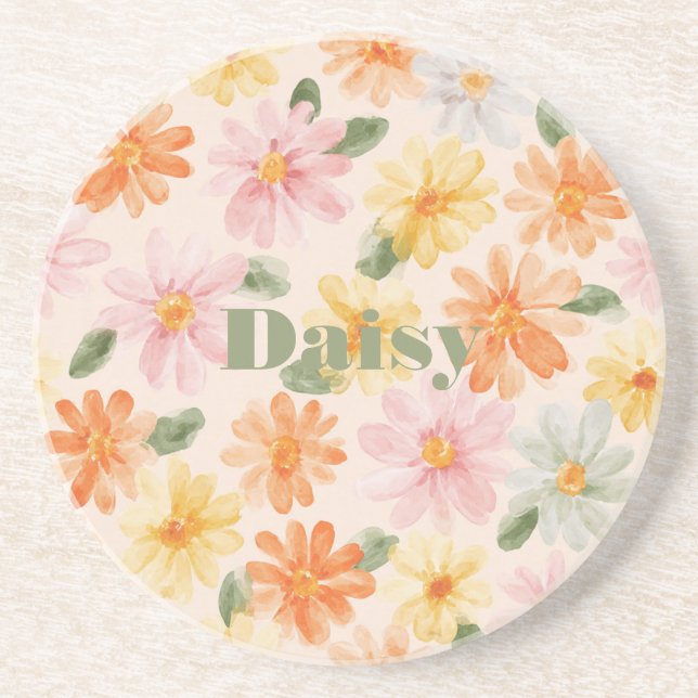 Posavasos Flores Rosa Amarillo Azul Melocotón (Frente)