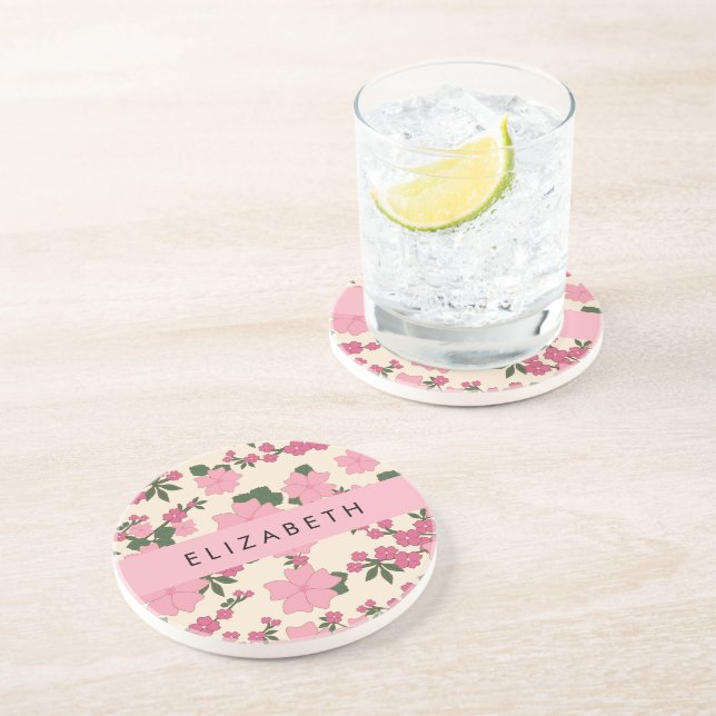 Posavasos Flores Rosa, Patrón De Flores, Su Nombre (Lado)