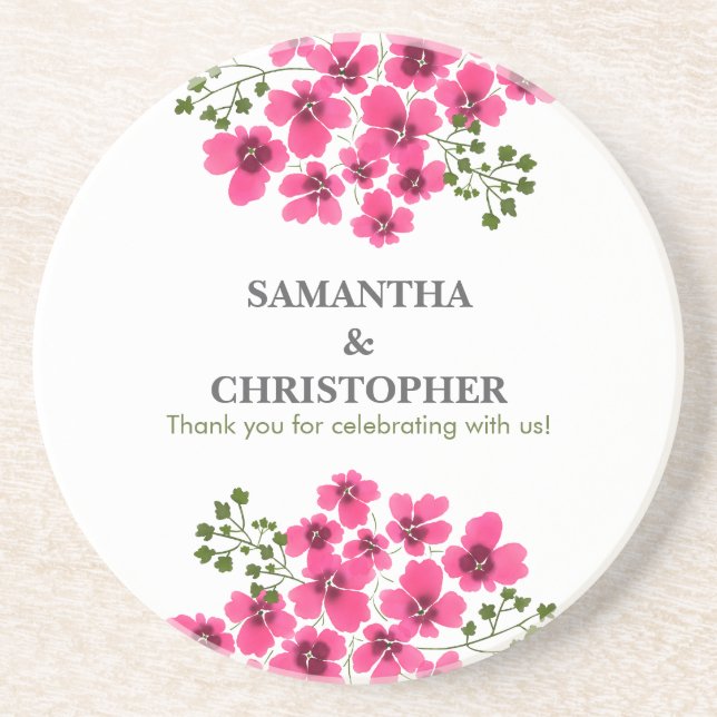 Posavasos Flores rosadas acuarela-53431 (Frente)