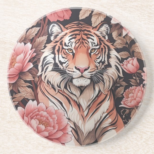 Posavasos Flores rosadas del tigre mesmerizadoras (Frente)