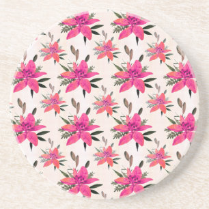 Posavasos Flores rosadas diseño de patrón floral