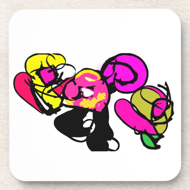 Posavasos Flores rosadas flamencos y alegría (Frente)