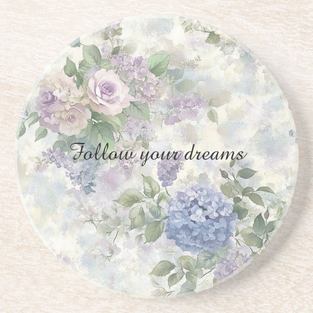 Posavasos Flores rosadas púrpura románticas (Frente)