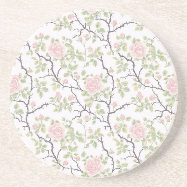 Posavasos Flores Rosadas Románticas Chic (Frente)