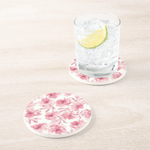 Posavasos Flores rosadas sonrosadas pintadas al acuarela flo
