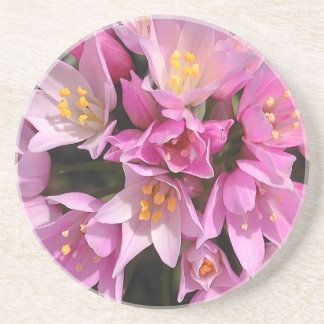 Posavasos Flores rosadas y amarillas tropicales