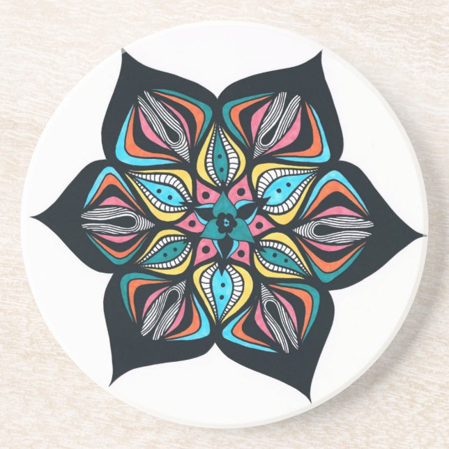 Posavasos flores salvajes: psico coloreado (Frente)