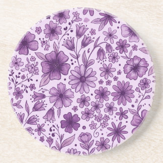 Posavasos Flores silvestres de lavanda morada lindas