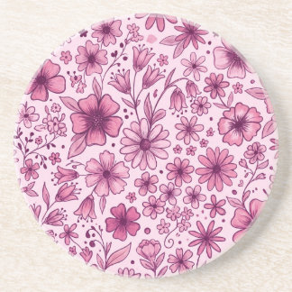 Posavasos Flores silvestres rosadas lindas