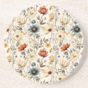 Posavasos Flores silvestres secas vintage terracota naval