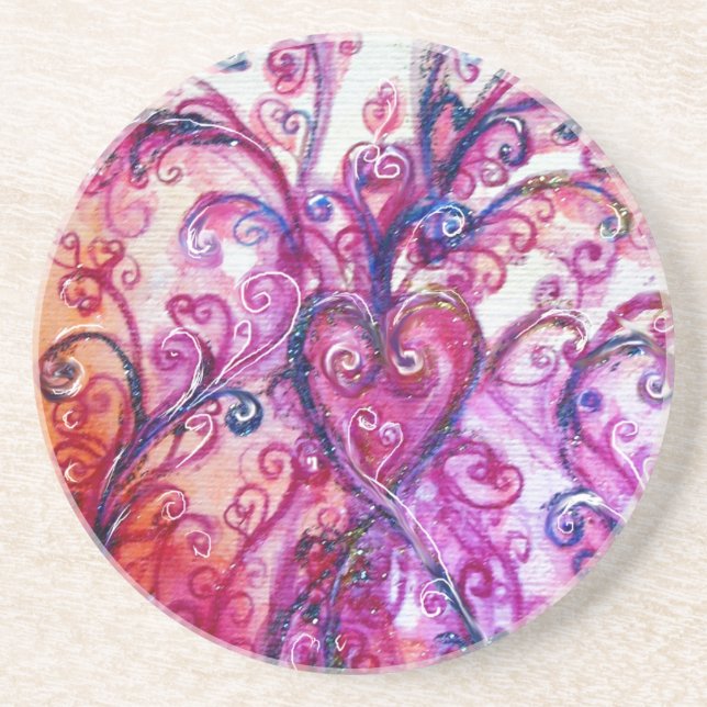 Posavasos FLORES SIMILARES CORAZÓN azul rosa brillante (Frente)