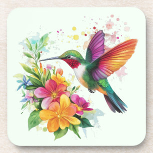 Posavasos Flores tropicales de colibrí