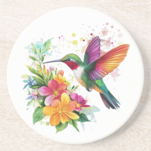 Posavasos Flores tropicales de colibrí