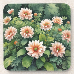 Posavasos Flores Vegetación Acuarela Elegante