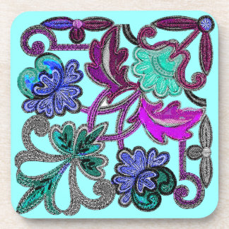 Posavasos FLORES verde azulados DE LACE AZUL VERDE