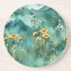 Posavasos Flores virales de paisaje verde suave