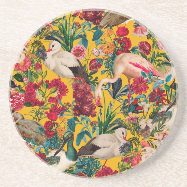 POSAVASOS FLORES Y AVES XVIII (Frente)